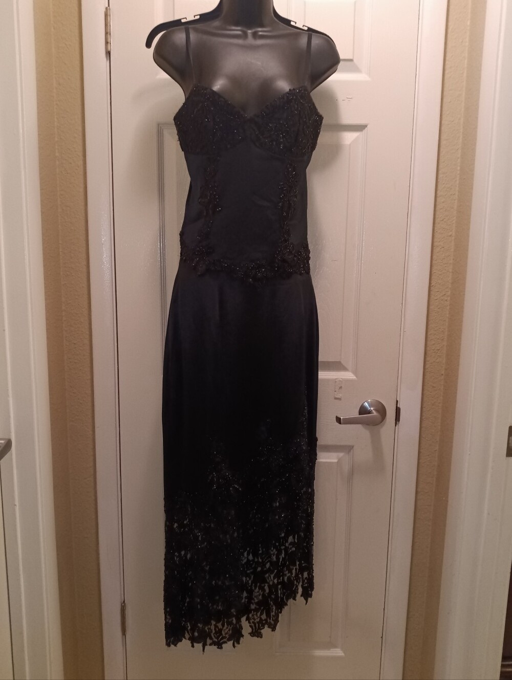 Jovani Black Beaded Spaghetti-Strap Maxi Dress Sz 6 **Price Firm